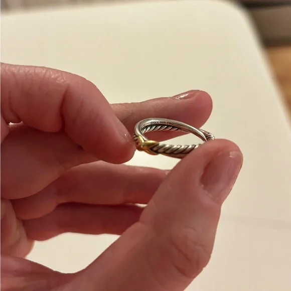 David Yurman Silver and Gold Crossover Ring - Picture 5 of 6